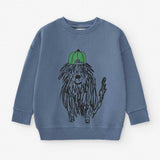 Child's organic cotton sweatshirt in washed gray with YEAH! print