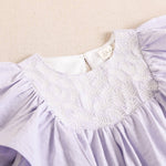 Girl's Dress With Ruffle Sleeves And Embroidered Yoke: Lilac - CapuletKids