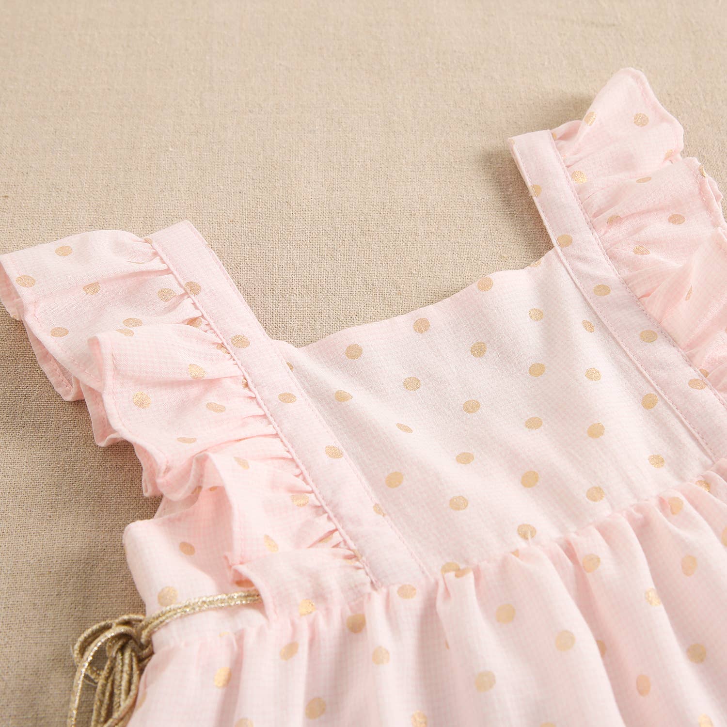 Pink Baby Girl's Dress with Ruffle and Polka Dots: Rose - CapuletKids