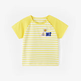 Striped Yellow Embroidered Tee | AIMAMA