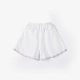 White Lavender Embroidered Shorts | AIMAMA