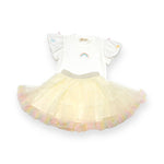 Rainbow Trim Tutu: Cream - CapuletKids