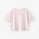 Pink & White Striped Oversized Tee | AIMAMA