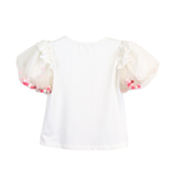 Pom Pom Puff Sleeve T-Shirt | DOE A DEAR - CapuletKids