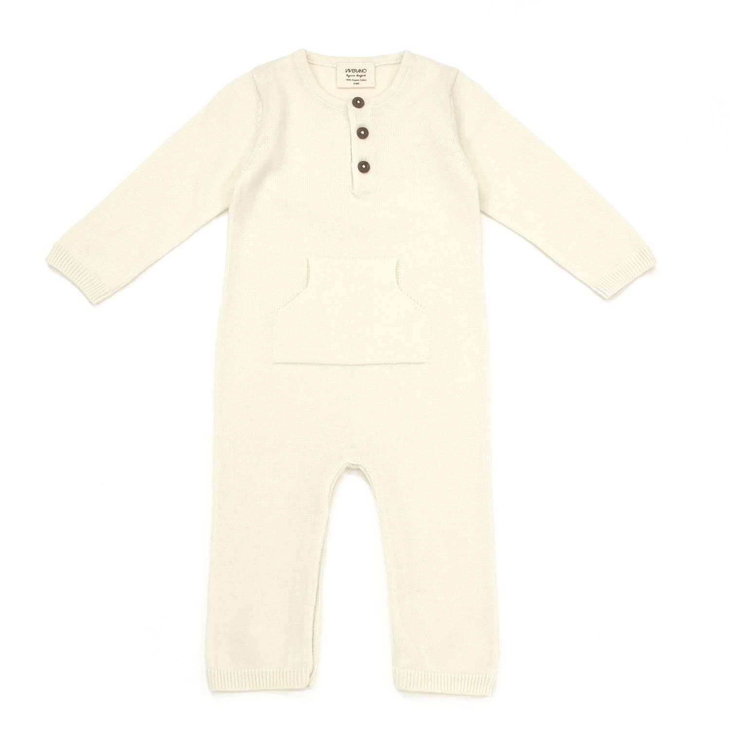 Viverano Organics| Milan Pastel Kangaroo Knit Coverall Romper (Organic Cotton) Mini Kids 0-12M