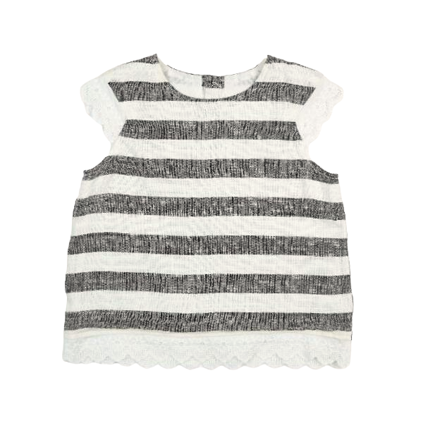 Stripe Linen Top w/ Lace Trim - CapuletKids