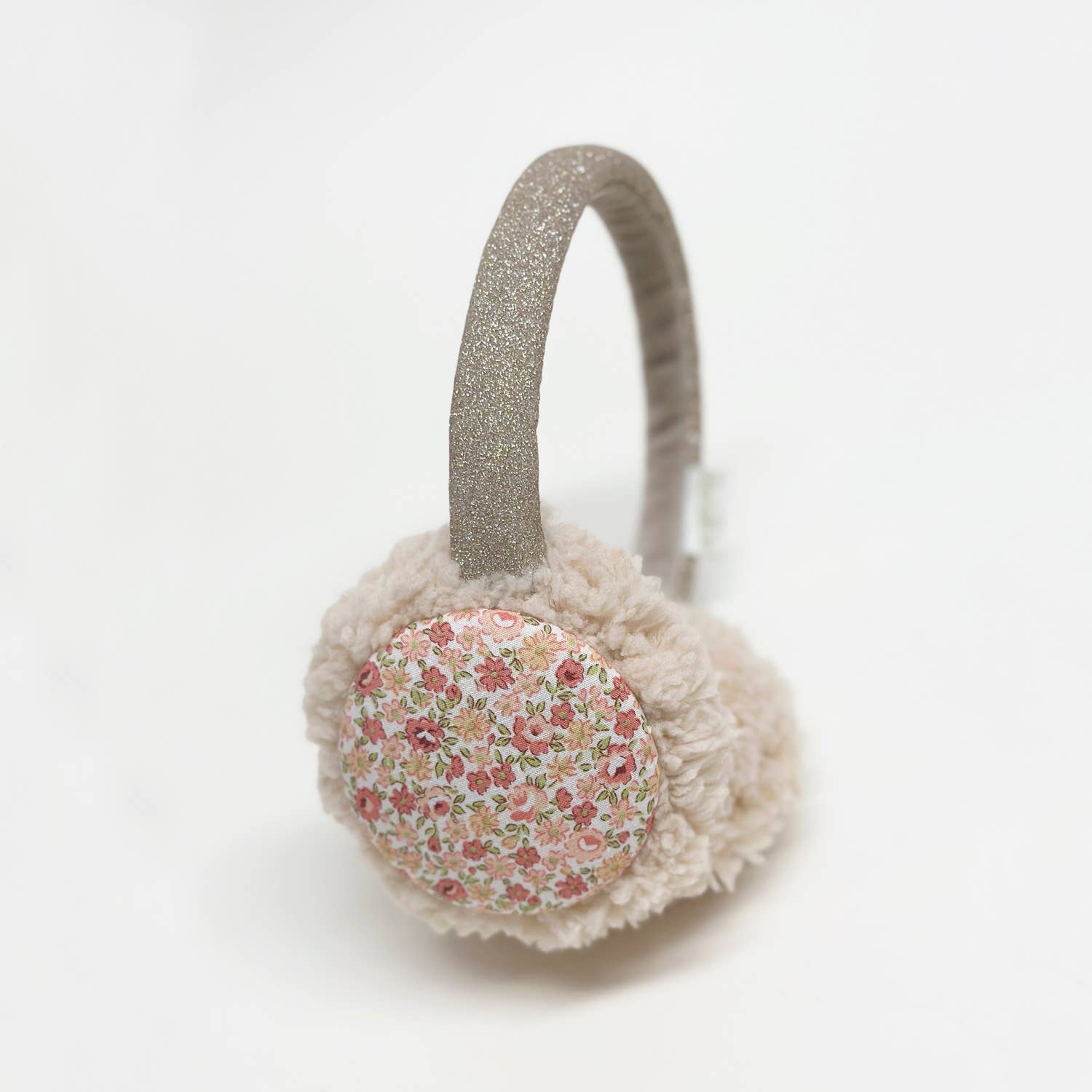 Margot Floral Quilted Earmuffs with Gold Headband