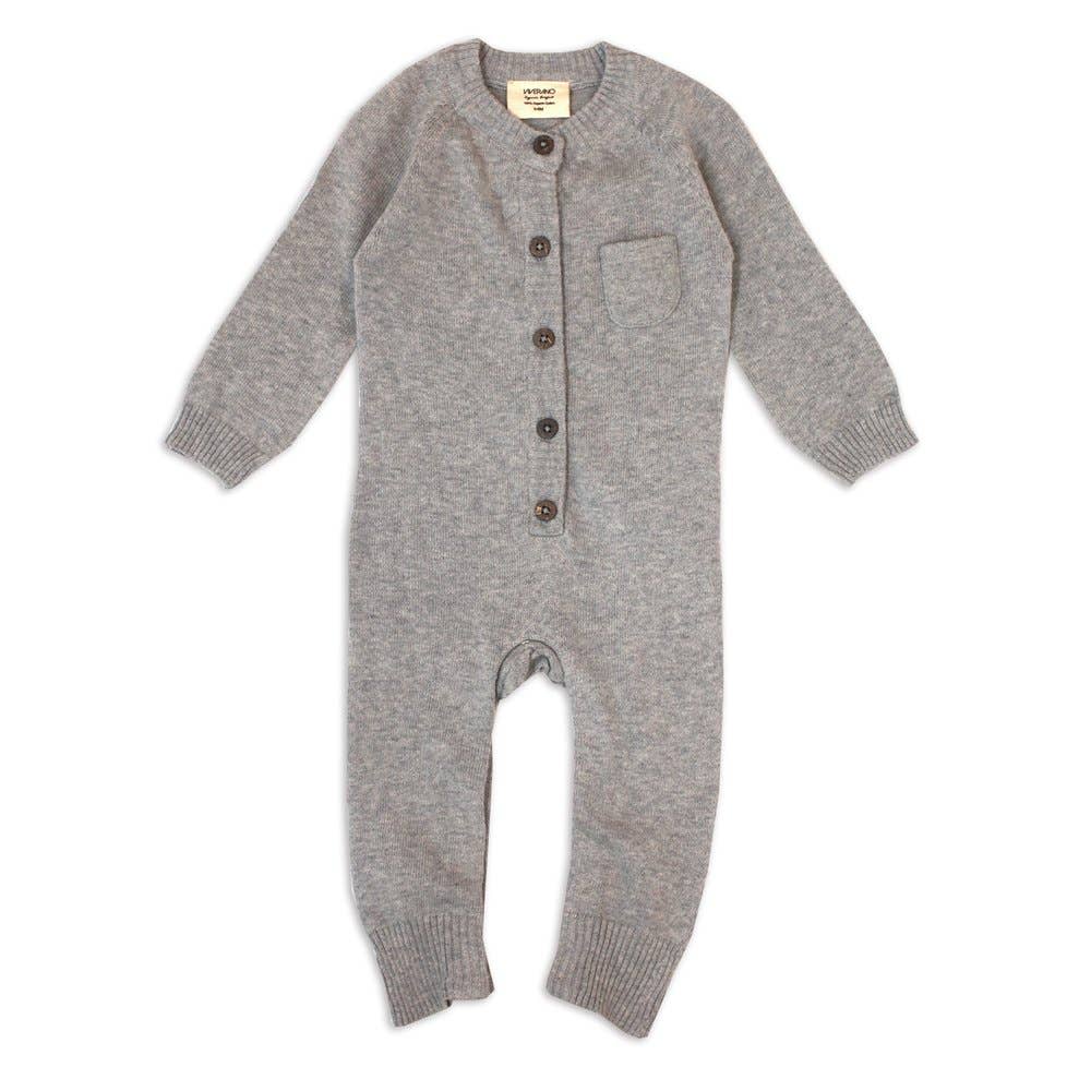 Viverano Organics| Milan Pastel Button Coverall Sweater Knit (Organic Cotton) for Newborn and Mini Kids 0-18 M - CapuletKids