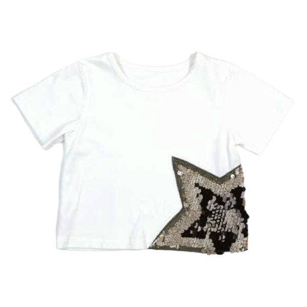 Star Sequin Tee: White - CapuletKids