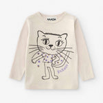 100% Cotton Long Sleeve Shirt with a Cat | NAADA - CapuletKids