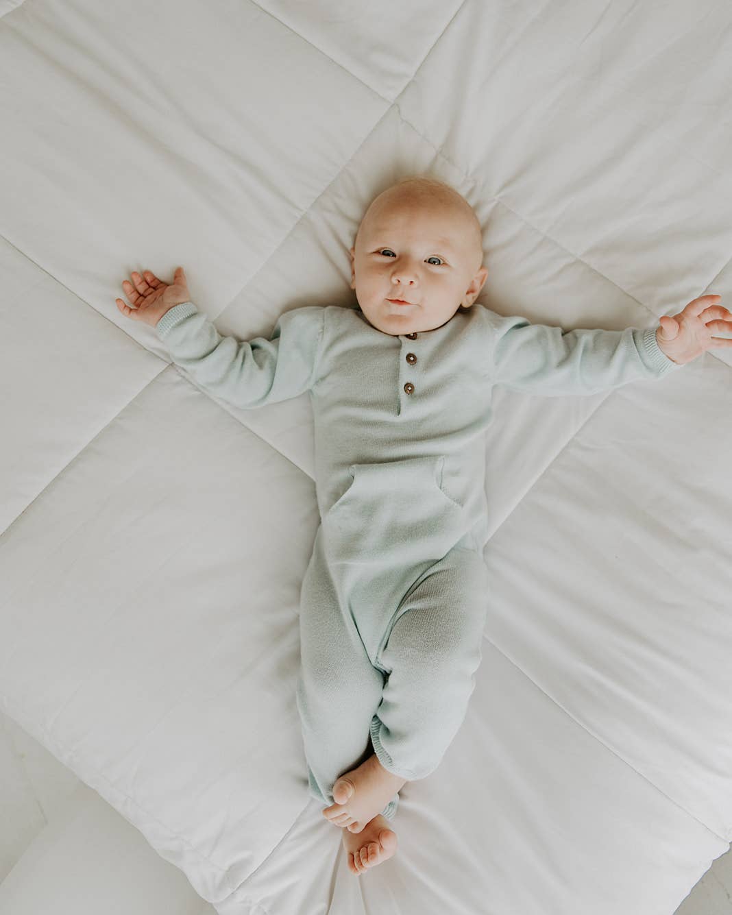 Viverano Organics| Milan Pastel Kangaroo Knit Coverall Romper (Organic Cotton) Mini Kids 0-12M - CapuletKids