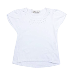 Cap Sleeve Tee With Rhinestones: White - CapuletKids