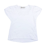 Cap Sleeve Tee With Rhinestones: White - CapuletKids