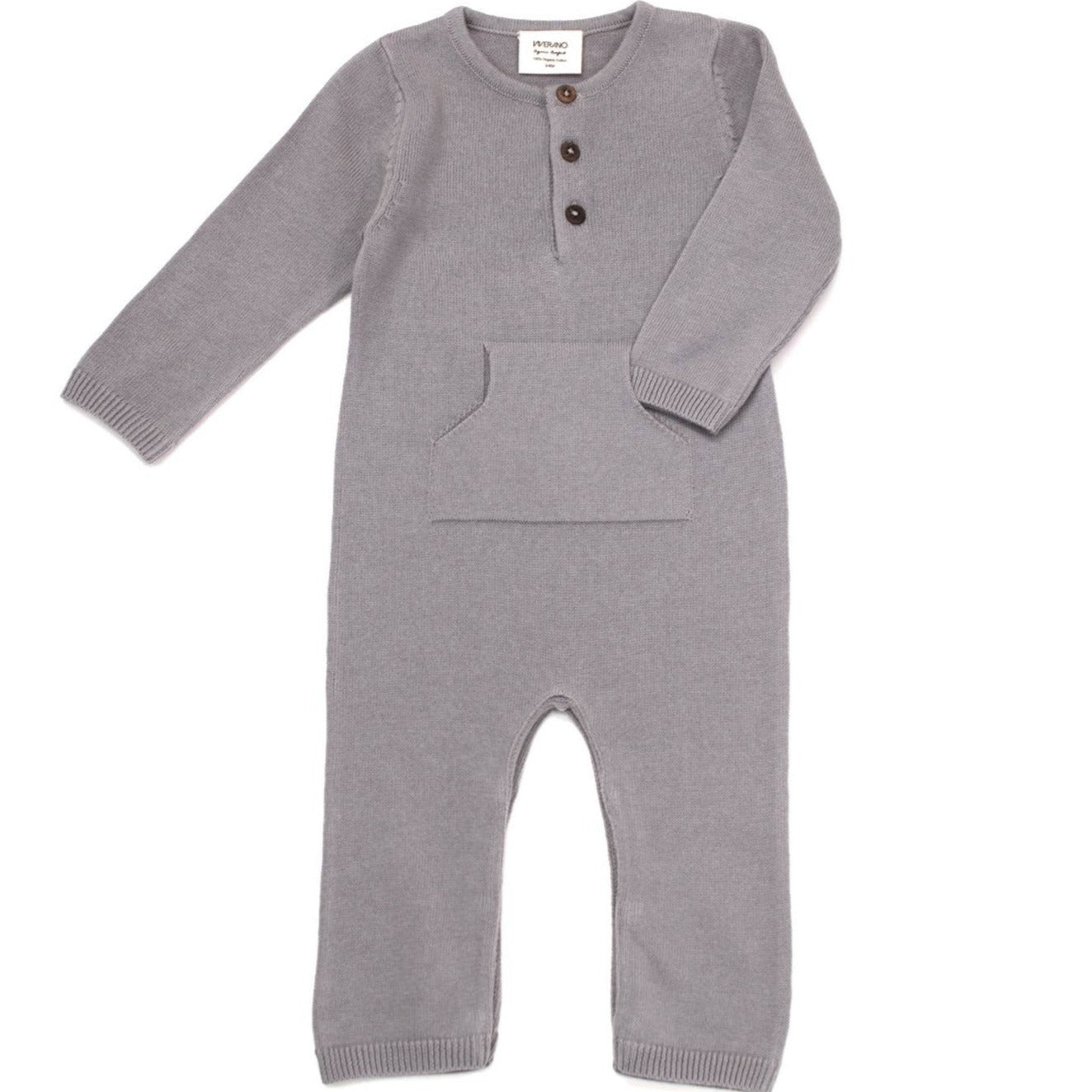 Viverano Organics| Milan Pastel Kangaroo Knit Coverall Romper (Organic Cotton) Mini Kids 0-12M