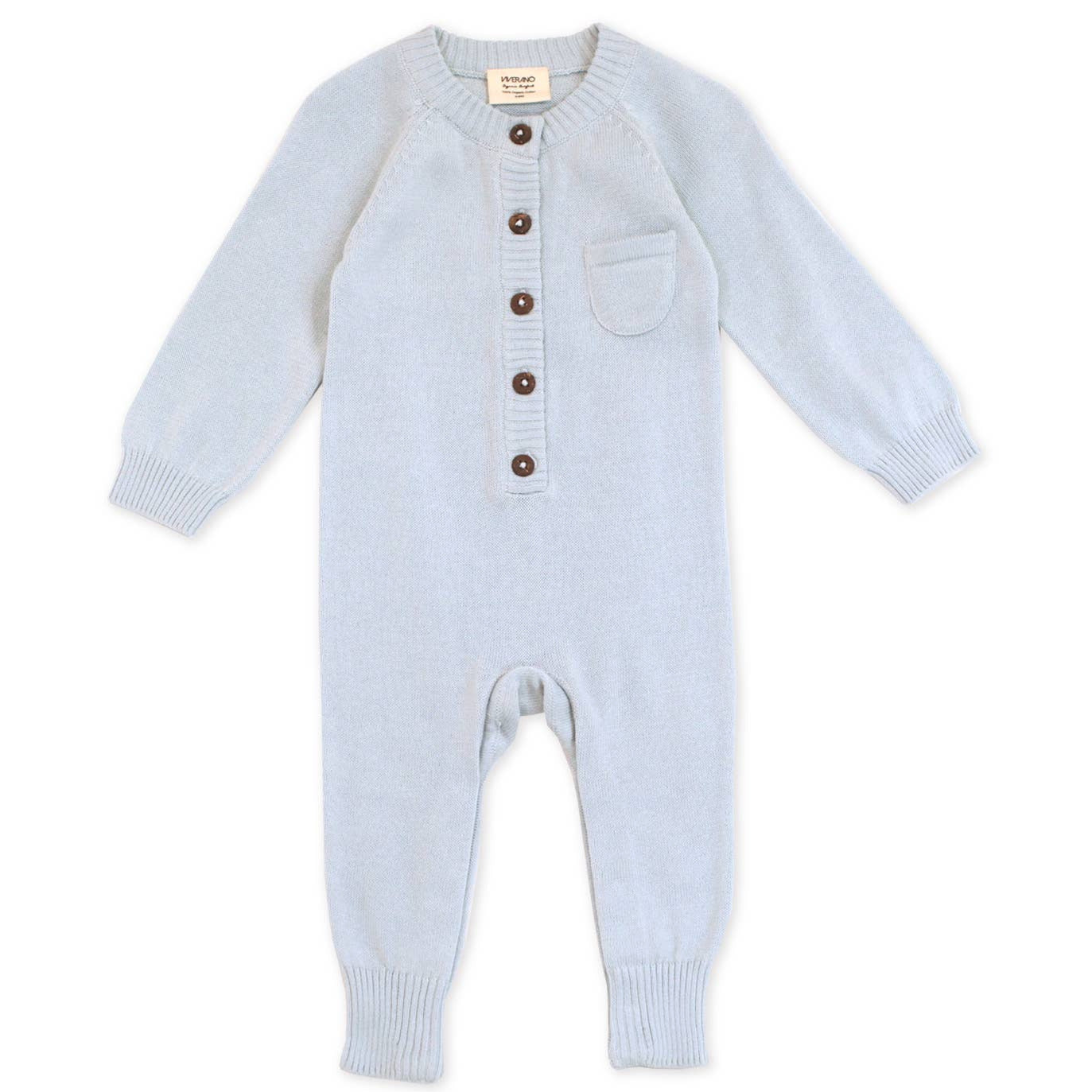 Viverano Organics| Milan Pastel Button Coverall Sweater Knit (Organic Cotton) for Newborn and Mini Kids 0-18 M