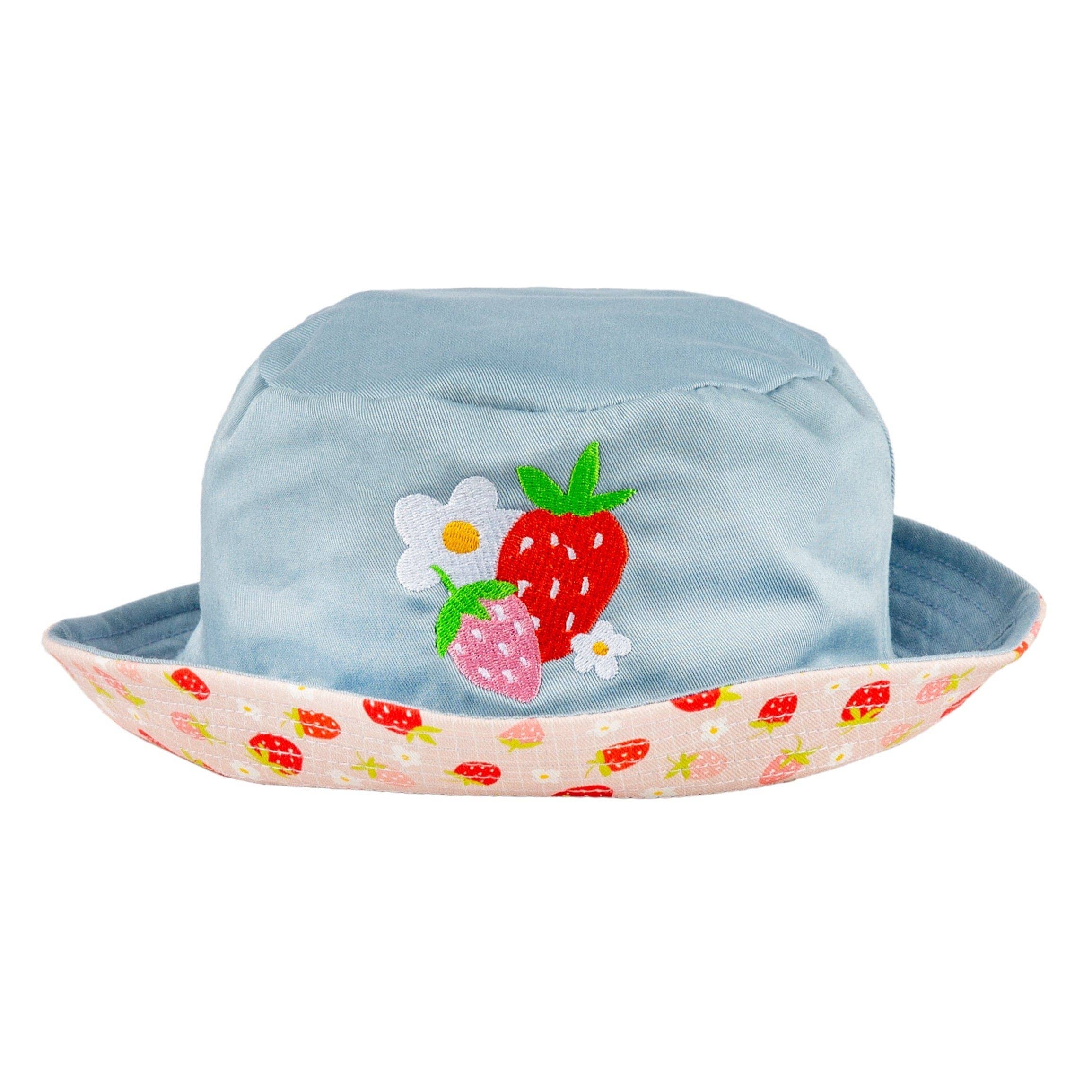 Girl's Reversible Strawberry Embroidered Hat by Miki Miette