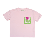 Crochet Floral Patch Tee: Pink