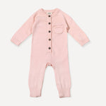 Viverano Organics| Milan Pastel Button Coverall Sweater Knit (Organic Cotton) for Newborn and Mini Kids 0-18 M