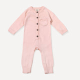 Viverano Organics| Milan Pastel Button Coverall Sweater Knit (Organic Cotton) for Newborn and Mini Kids 0-18 M