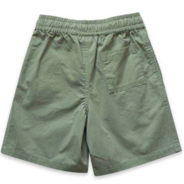 Beet World Cotton Pull-On Straight Shorts in Sage Green