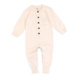 Viverano Organics| Milan Pastel Button Coverall Sweater Knit (Organic Cotton) for Newborn and Mini Kids 0-18 M - CapuletKids