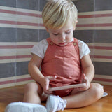 Short Baby Boy's Bib with Front Pocket: 18 Months / Coral - CapuletKids