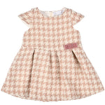 Bébé Sweeny Carla Dress Ivory and Black Tweed With Golden Glitter and Velvet Bow