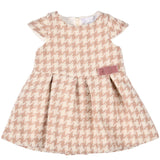 Bébé Sweeny Carla Dress Ivory and Black Tweed With Golden Glitter and Velvet Bow