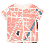 OUPÉE/ Organic Cotton Cream Unisex T-Shirt Tee City Map Allover for Babies Girls and Boys 2Y-8Y
