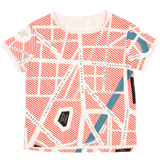OUPÉE/ Organic Cotton Cream Unisex T-Shirt Tee City Map Allover for Babies Girls and Boys 2Y-8Y