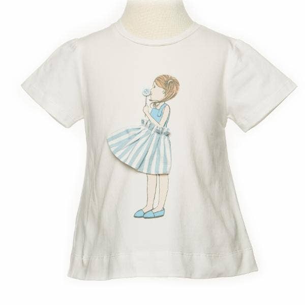 3D Blue Dandelion and Girl T-shirt | DOE A DEAR - CapuletKids