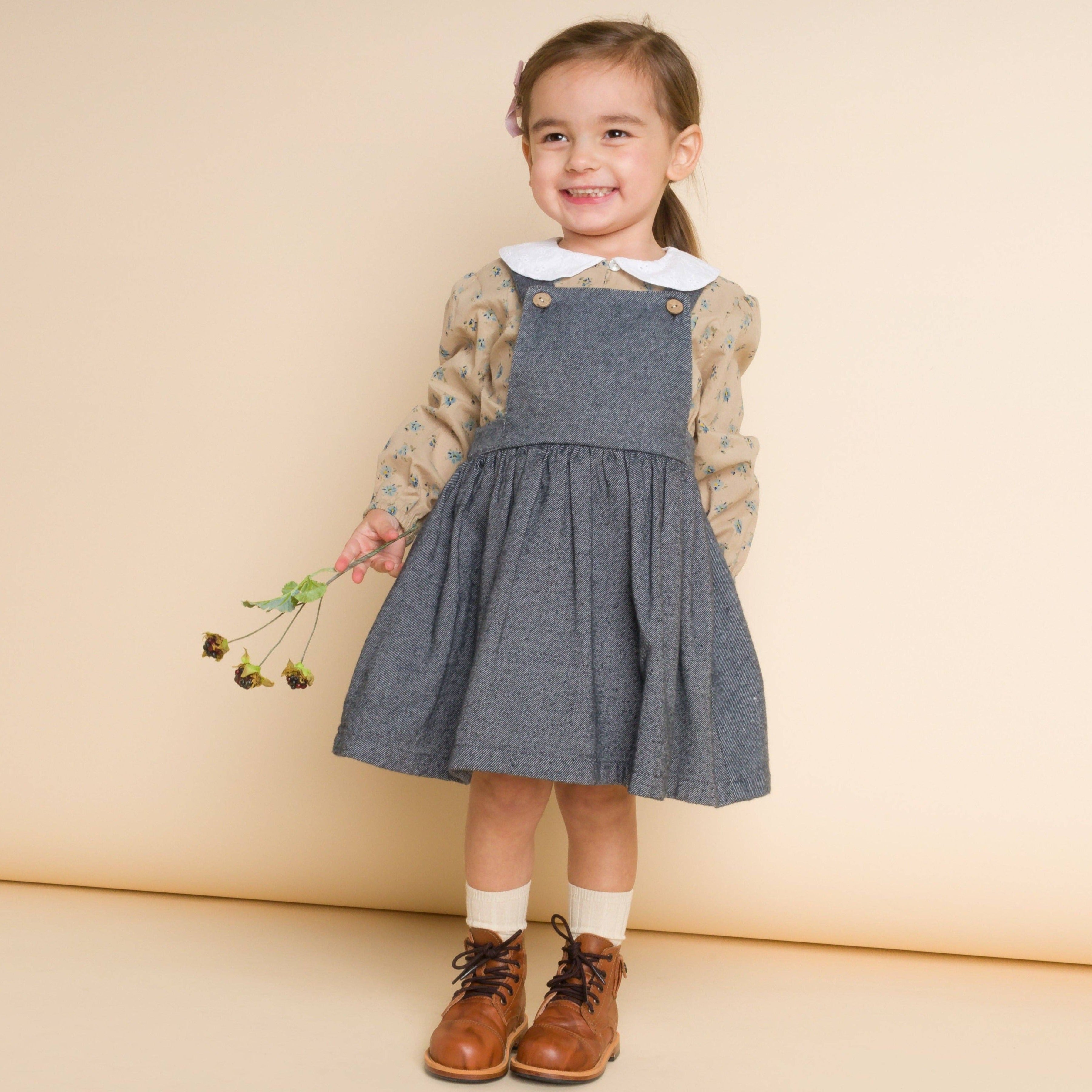 Beet World Cabbage Blouse Top in Forget Me Not