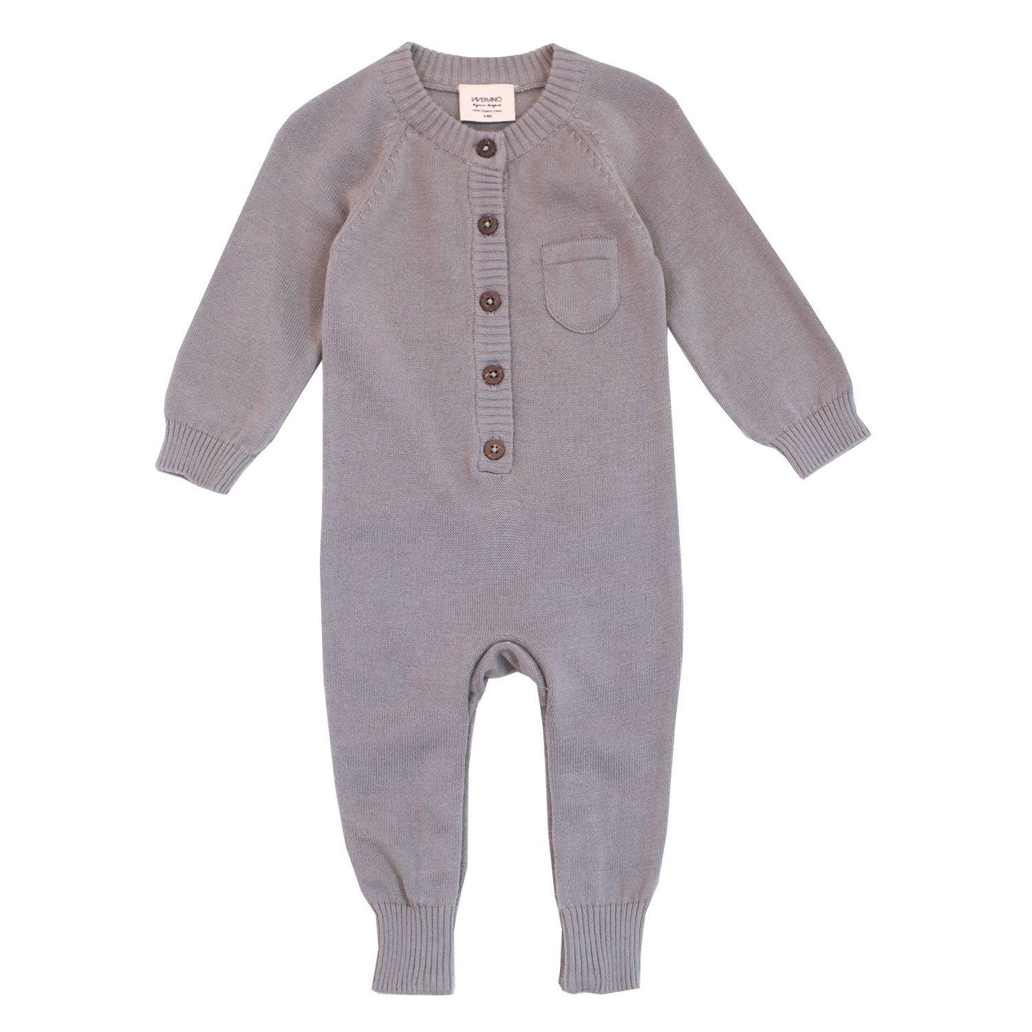 Viverano Organics| Milan Pastel Button Coverall Sweater Knit (Organic Cotton) for Newborn and Mini Kids 0-18 M - CapuletKids