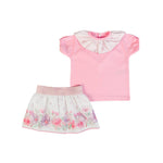 FS Baby T-shirt + woven skirt - White/pink - CapuletKids
