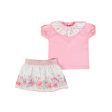 FS Baby T-shirt + woven skirt - White/pink