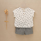 Baby Boy's Printed Shirt And Shorts Set: 12 Months / Black - CapuletKids