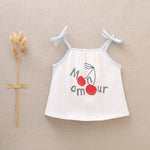 Baby Girls' Straps T-Shirt with Cherry Print: 12 Months / Blank - CapuletKids