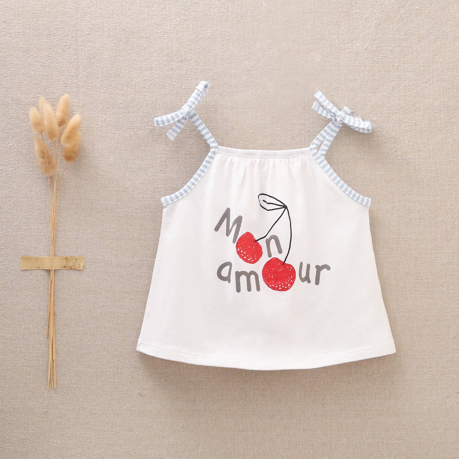 Baby Girls' Straps T-Shirt with Cherry Print: 12 Months / Blank - CapuletKids