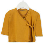 Imps & Elfs Organic Cotton Newborn Kimono Wrapover Top With Side Ties and Long Sleeves - CapuletKids