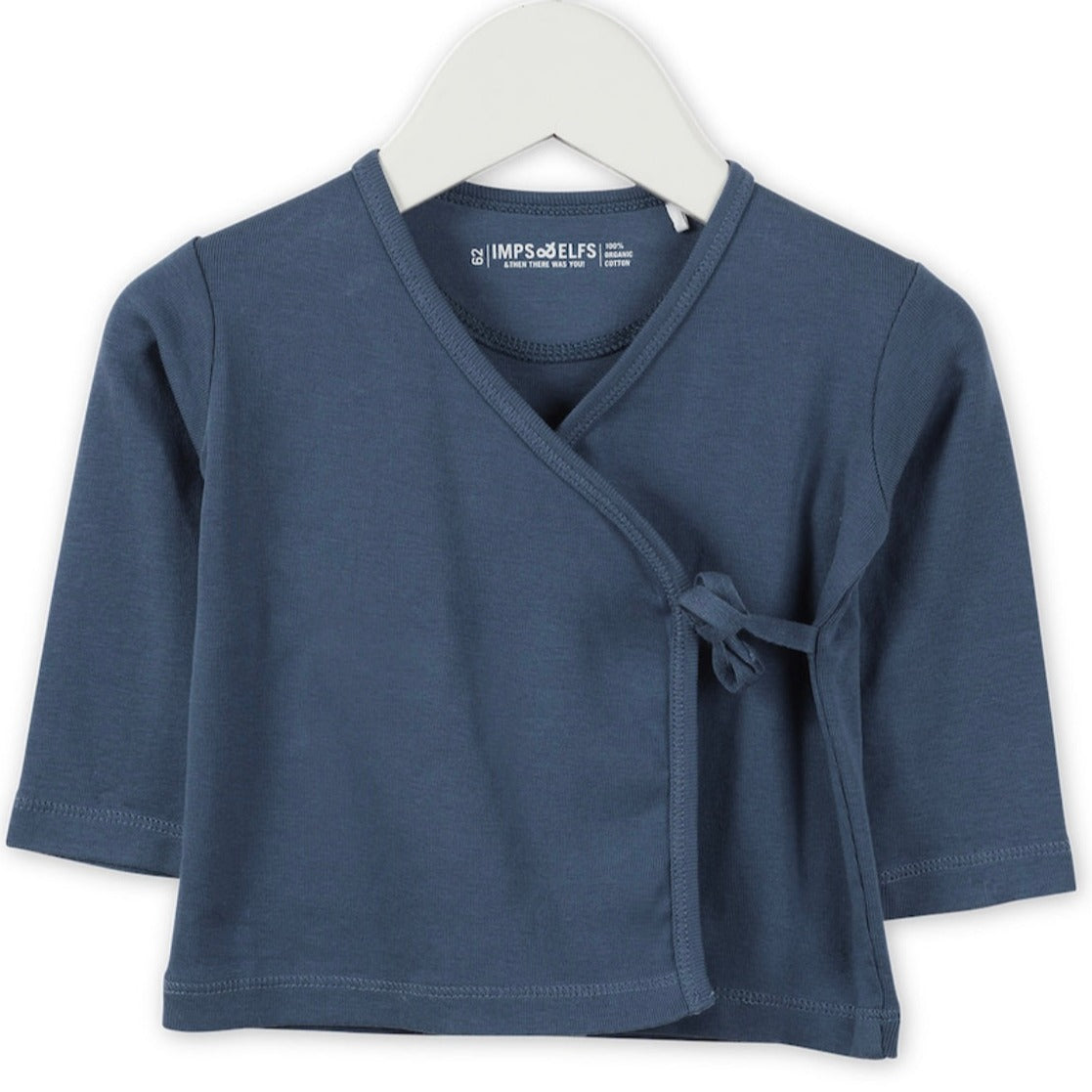 Imps & Elfs Organic Cotton Newborn Kimono Wrapover Top With Side Ties and Long Sleeves - CapuletKids