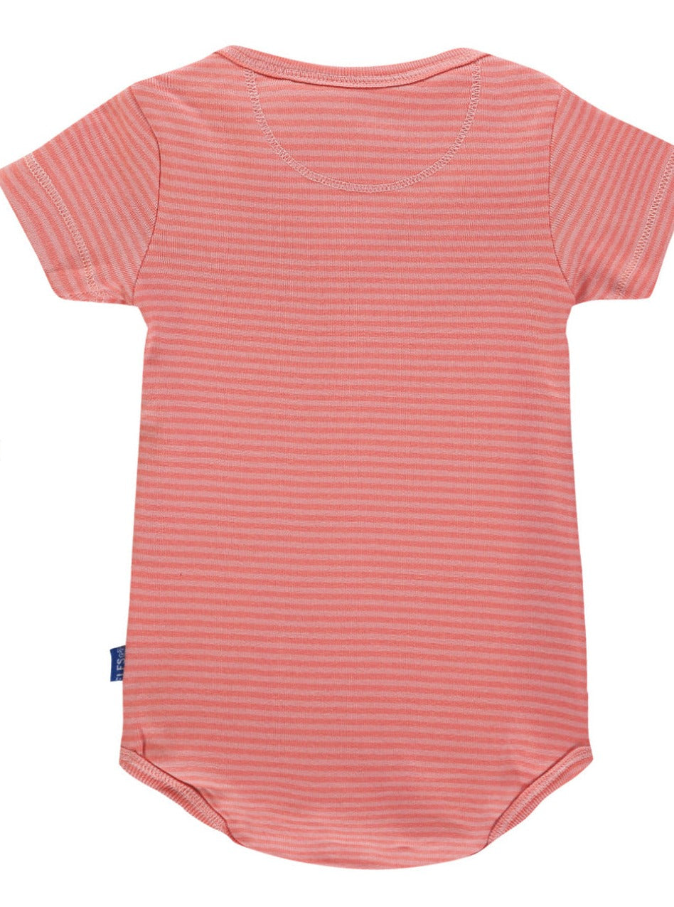 Imps & Elfs One-of-the-Kind Pink Striped Organic Onesie Bodysuit for Mini Girls 0M - 6M