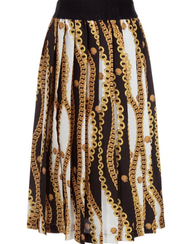 Loredana Gold and Black Pleated Skirt for Girls 6-10Y - CapuletKids