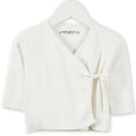 Imps & Elfs Organic Cotton Newborn Kimono Wrapover Top With Side Ties and Long Sleeves - CapuletKids