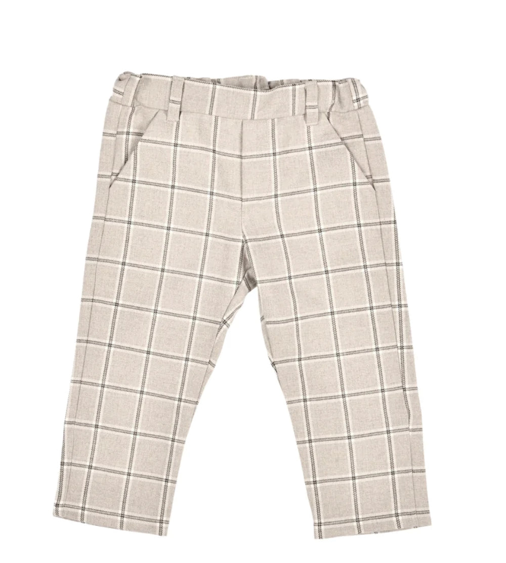 Bébé Sweeny Elton Boys Light Blue & Navy Check Flannel Trousers - CapuletKids