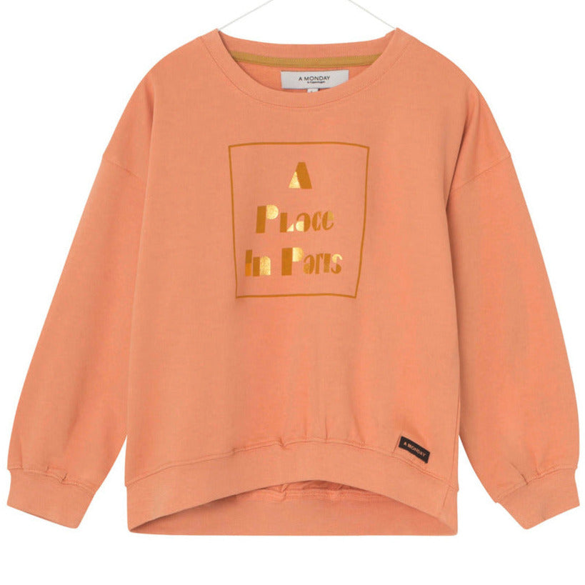 A Monday in Copenhagen Annie Sweatshirt in Peach Organic Cotton for Baby Girls and Girls 2Y - 6Y 