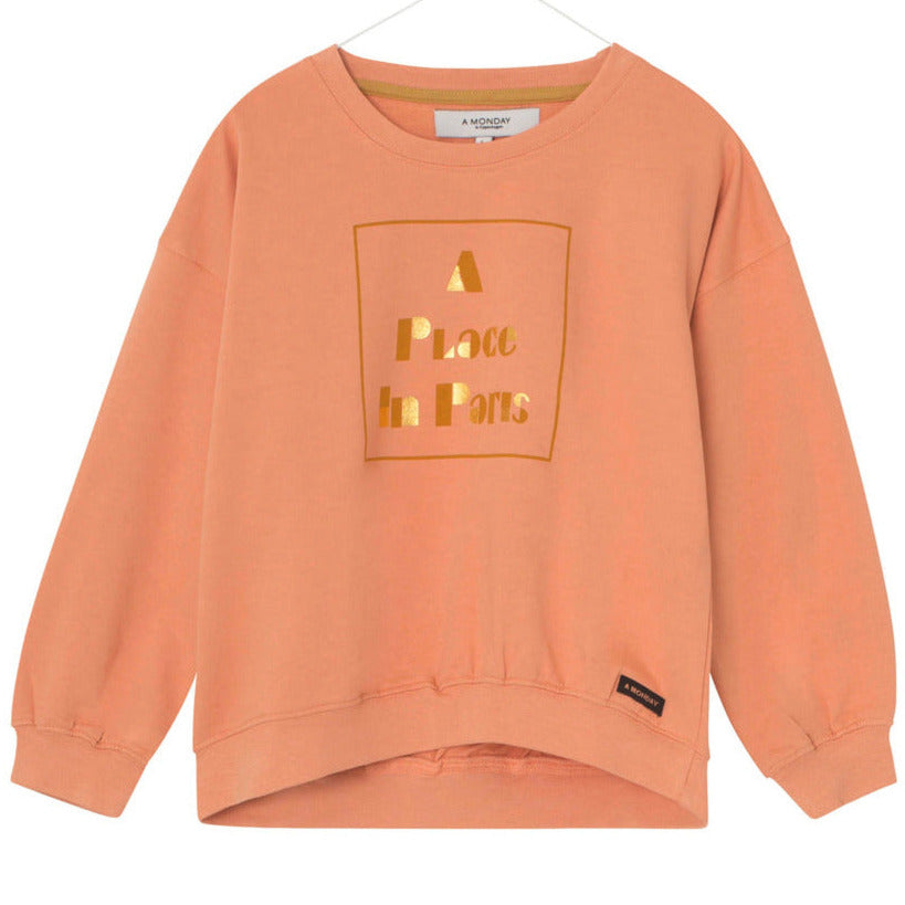 A Monday in Copenhagen Annie Sweatshirt in Peach Organic Cotton for Baby Girls and Girls 2Y - 6Y