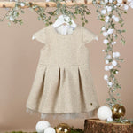 Bébé Sweeny Carla Girls Gold Tweed & Tulle Dress For Mini Girls 2 Y - CapuletKids