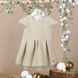 Bébé Sweeny Carla Girls Gold Tweed & Tulle Dress For Mini Girls 2 Y - CapuletKids