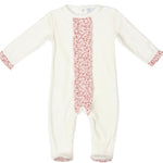 Bébé Sweeny Organic Cotton Coralie  wuth Floral Patterned Ruffle Babygrow Overall Sleepsuit for Mini Girls