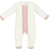 Bébé Sweeny Organic Cotton Coralie  wuth Floral Patterned Ruffle Babygrow Overall Sleepsuit for Mini Girls